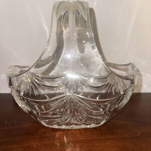 Vintage Clear Crystal‎ Basket Candy Dish Vase Heavy
